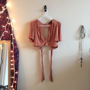 Orange tied crop top